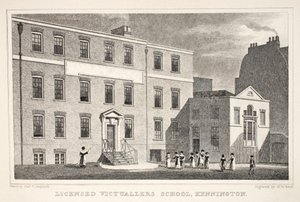 Escola Licensed Victuallers, Kennington, do pub "London and its Environs in the 19th Century". Jones und Co., 1827-1829 de Thomas Hosmer Shepherd