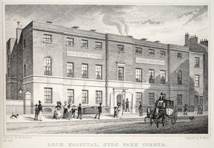 Lock Hospital, Hyde Park Corner, do pub "London and its Environs in the 19th Century". Jones und Co., 1827-1829 de Thomas Hosmer Shepherd