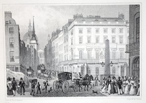 Ludgate Hill, da Fleet Street, do pub "London and its Environs in the 19th Century". Jones und Co., 1827-1829 de Thomas Hosmer Shepherd