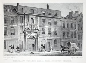 O Merchant Taylor&39;s Hall, na Threadneedle Street, do pub "London and its Environs in the 19th Century". Jones und Co., 1827-1829 de Thomas Hosmer Shepherd