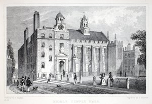 Middle Temple, do pub "London and its Environs in the 19th Century". Jones und Co., 1827-1829 de Thomas Hosmer Shepherd