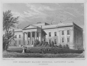 Novo Hospital Merchant Maiden, Lauriston Lane, Edimburgo (gravura) de Thomas Hosmer Shepherd