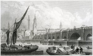 Old London Bridge, de Southwark, 1829 de Thomas Hosmer Shepherd