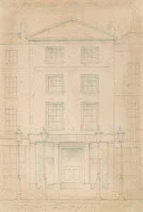 Desenho a lápis original do Teatro Adelphi, Londres, por Thomas H Shepherd de Thomas Hosmer Shepherd