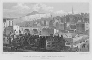 Parte da Cidade Velha, da Princes Street, Edimburgo (gravura) de Thomas Hosmer Shepherd