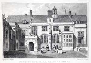 Pensioner Hall, Charter House, do pub "London and its Environs in the 19th Century". Jones und Co., 1827-1829 de Thomas Hosmer Shepherd