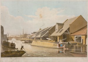 Canal do regente, a bacia da cidade, Londres de Thomas Hosmer Shepherd