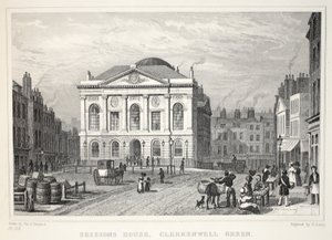 Casa das Sessões, Clerkenwell Green, do pub "London and its Environs in the 19th Century". Jones und Co., 1827-1829 de Thomas Hosmer Shepherd