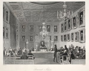 Somerset House, do pub "London Interiors with Costumes and Ceremonies". Joseph Mead, Londres, c.1843 (gravura em aço) de Thomas Hosmer Shepherd