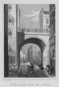 Ponte Sul, da Cowgate (gravura) de Thomas Hosmer Shepherd
