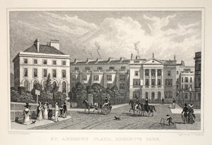 Lugar de St Andrew, Regent&39;s Park, do pub "London and its Environs in the 19th Century". Jones und Co., 1827-1829 de Thomas Hosmer Shepherd