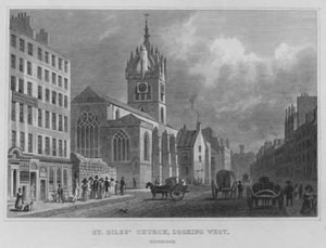 Igreja de São Giles, olhando para Oeste, Edimburgo (gravura) de Thomas Hosmer Shepherd