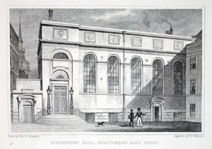 O Hall dos Stationers, o Court Hall do Stationer&39;s, do pub "London and its Environs in the 19th Century". Jones und Co., 1827-1829 de Thomas Hosmer Shepherd