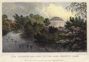 O Coliseu e parte do lago, Regent&39;s Park, Londres de Thomas Hosmer Shepherd