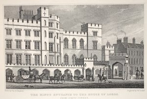 A Entrada do Rei para a Câmara dos Lordes de Poets Corner, do pub "London and its Environs in the 19th Century". Jones und Co., 1827-1829 de Thomas Hosmer Shepherd