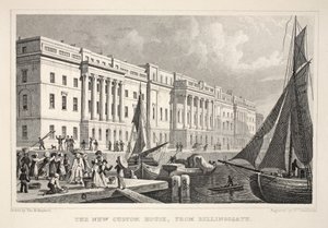 A New Custom House, do Billingsgate, do pub "London and its Environs in the 19th Century". Jones und Co., 1827-1829 de Thomas Hosmer Shepherd