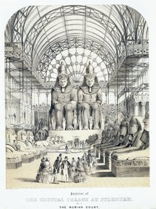 O tribunal núbio no palácio de cristal em Sydenham, c.1851-1855 (aquatint) de Thomas Hosmer Shepherd