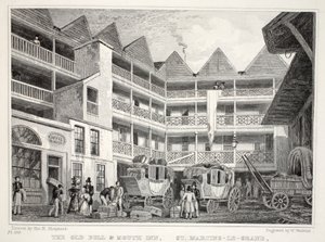 O Old Bull e Mouth Inn, em St Martin&39;s le Grand, do pub "London and its Environs in the 19th Century". Jones und Co., 1827-1829 de Thomas Hosmer Shepherd