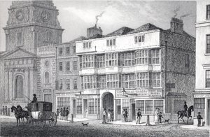 A Old White Hart Tavern, na Bishopsgate Street, do pub "Londres e seus arredores no século XIX". Jones und Co., 1827-1829 de Thomas Hosmer Shepherd