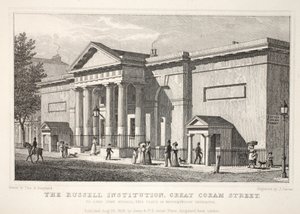 A Russell Institution, Great Coram Street, do pub "London and its Environs in the 19th Century". Jones und Co., 1827-1829 de Thomas Hosmer Shepherd