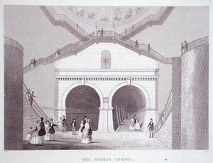 O Túnel do Tamisa, c.1851-55 (litho) de Thomas Hosmer Shepherd