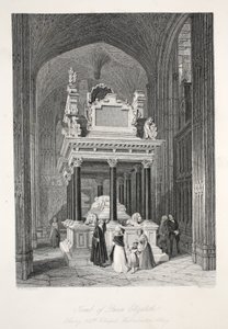 Túmulo da rainha Elizabeth I, do pub "London Interiors with Costumes and Ceremonies". Joseph Mead, Londres, c.1843 (gravura em aço)