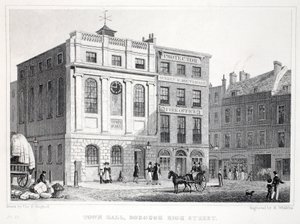Prefeitura, Borough High Street, do pub "Londres e seus arredores no século XIX". Jones und Co., 1827-1829 de Thomas Hosmer Shepherd