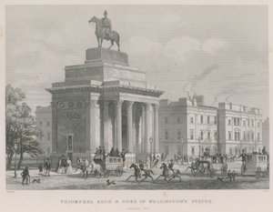 Arco triunfal, e, duque, de, Wellington&39;s, estátua, colina constituição, hyde, parque, londres de Thomas Hosmer Shepherd