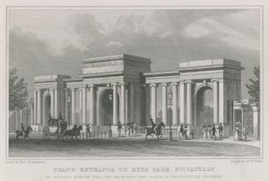 Arco triunfal, entrada, para, hyde, parque, londres de Thomas Hosmer Shepherd