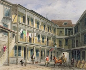Vista do pátio Blue Boar Inn, no.30 Aldgate, c.1850 de Thomas Hosmer Shepherd