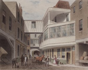 Vista da taberna Cross Keys, Wood Street, c.1850 (wc no papel) de Thomas Hosmer Shepherd