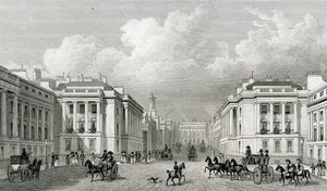 Waterloo Place e parte de Regent Street, pub.1828 de Thomas Hosmer Shepherd