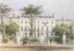 Frente Oeste da Casa de Sir Robert Peel em Privy Garden (1788-1850) 1851 de Thomas Hosmer Shepherd