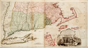 Um mapa da parte mais habitada da Nova Inglaterra, contendo as províncias da Baía de Massachusetts e New Hampshire com as colónias de Connecticut e Rhode Island