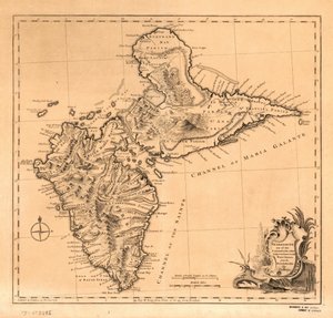 Guadalupe, uma das ilhas das Caraíbas sujeitas à França nas Índias Ocidentais, LOC 75693286 de Thomas Jefferys