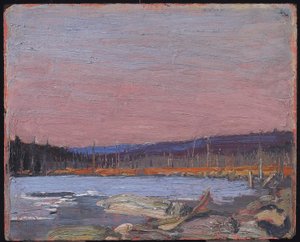Um lago do norte, c.1916 (óleo na placa composta de polpa de madeira) de Tom Thomson