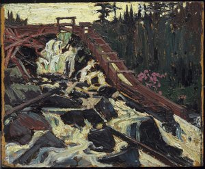 Calha de madeira, 1915 (óleo sobre compósito de pasta de madeira) de Tom Thomson