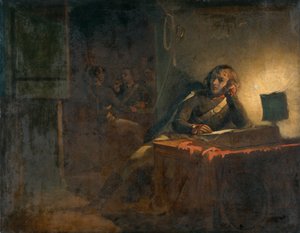 Interior com oficiais do exército britânico (óleo sobre tela) de Thomas Jones Barker