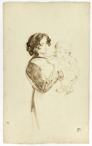 Jovem segurando bebê de Thomas Jones Barker