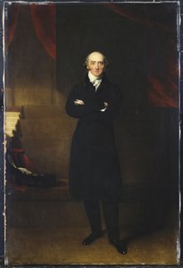 Retrato de George Canning, comprimento total, em pé, vestindo um casaco preto no interior, com os braços cruzados de Thomas Lawrence