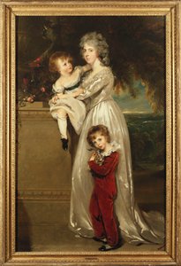 Retrato da Sra. Annesley em pé, em um vestido branco com seus dois filhos de Thomas Lawrence