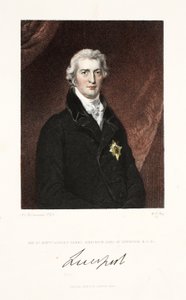 O Honorável Robert Banks Jenkinson, conde de Liverpool, KG e C., pub. 1830 (gravura colorida à mão) de Thomas Lawrence