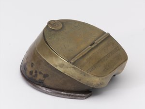 Tinteiro de casco de cavalo pertencente ao Capitão William Tyrwhitt Drake, Royal Horse Guards, c.1829 (tinteiro, casco de cavalo)