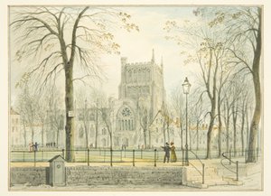 Catedral de Bristol e College Green (aguarela sobre papel) de Thomas Leeson the Elder Rowbotham