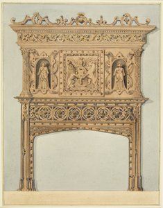 Chaminé na Grande Sala da Casa da Moeda, agora Hospital São Pedro (aguarela sobre papel) de Thomas Leeson the Elder Rowbotham