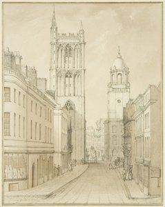 Corn Street (aquarela sobre papel) de Thomas Leeson the Elder Rowbotham
