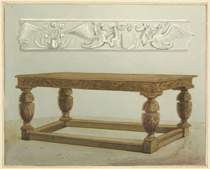Mesa do Conselho na Sala Grande da Casa da Moeda, agora Hospital São Pedro (aguarela sobre papel) de Thomas Leeson the Elder Rowbotham