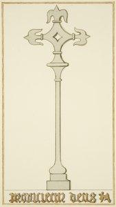 Cruz sobre a velha Tombstone na cripta da Igreja de São João (aguarela sobre papel) de Thomas Leeson the Elder Rowbotham