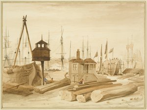 Doca de Wapping Oriental, com o lançamento do barquinho 