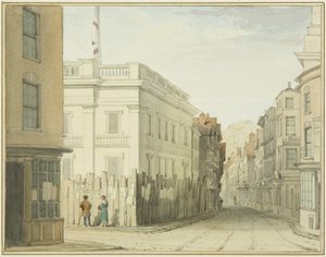 Olhando para a Broad Street com a Nova Câmara Municipal (aguarela no papel) de Thomas Leeson the Elder Rowbotham
